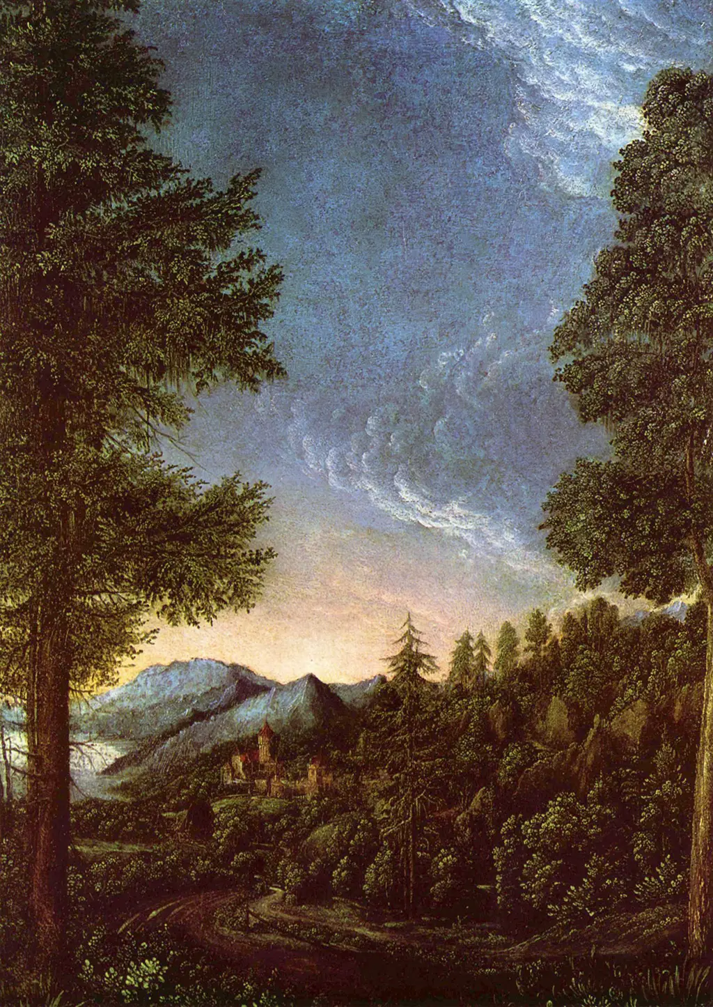 Danube Landscape near Regensburg with Scheuchenberg in Detail Albrecht Altdorfer
